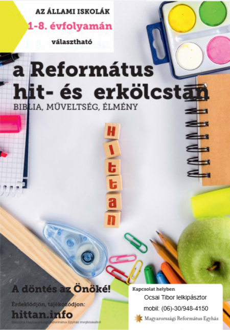 Tájékoztatás a református hittan oktatásáról